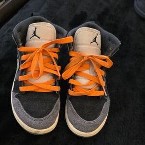 Jordan Kids Black and Orange Sneakers
